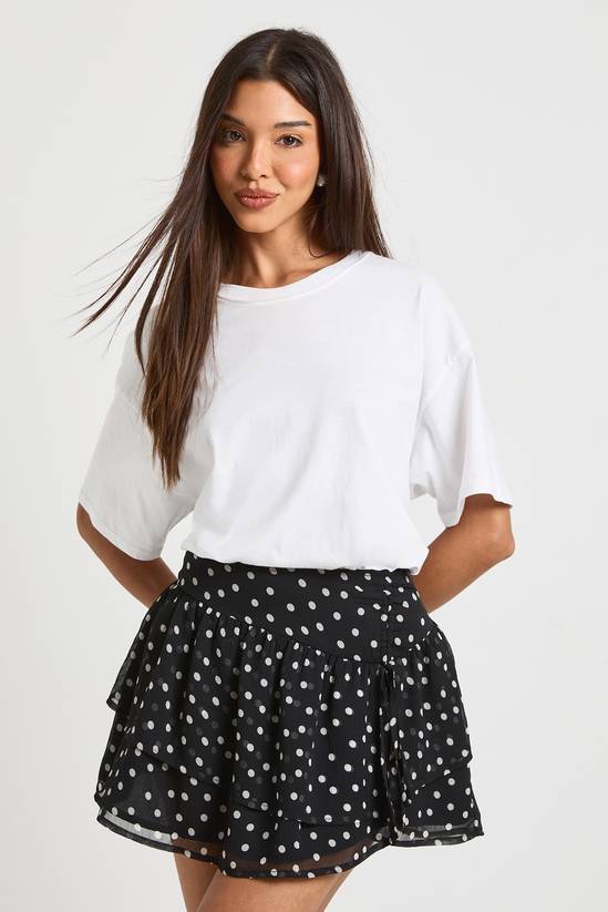 boohoo Polka Dot Ruffle Chiffon Tie Side Mini Skirt 3